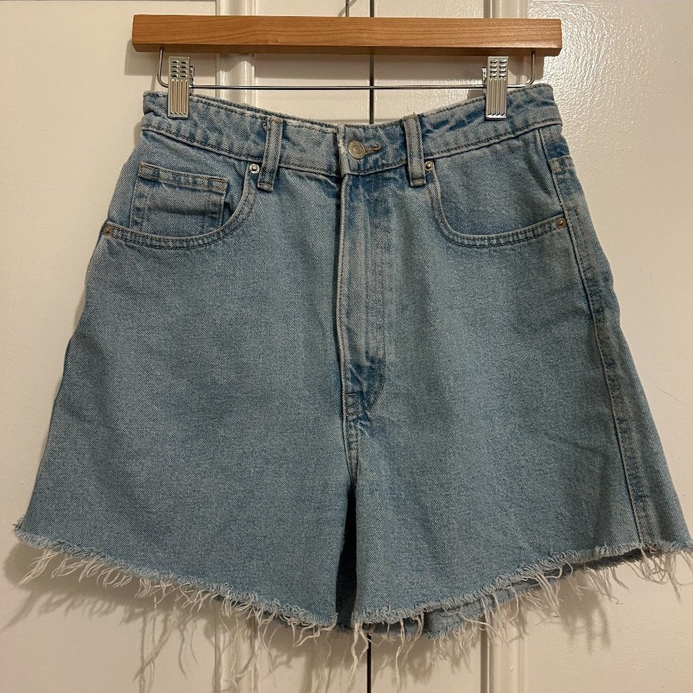 Zara High Waist A-Line Shorts Light Wash 27/4